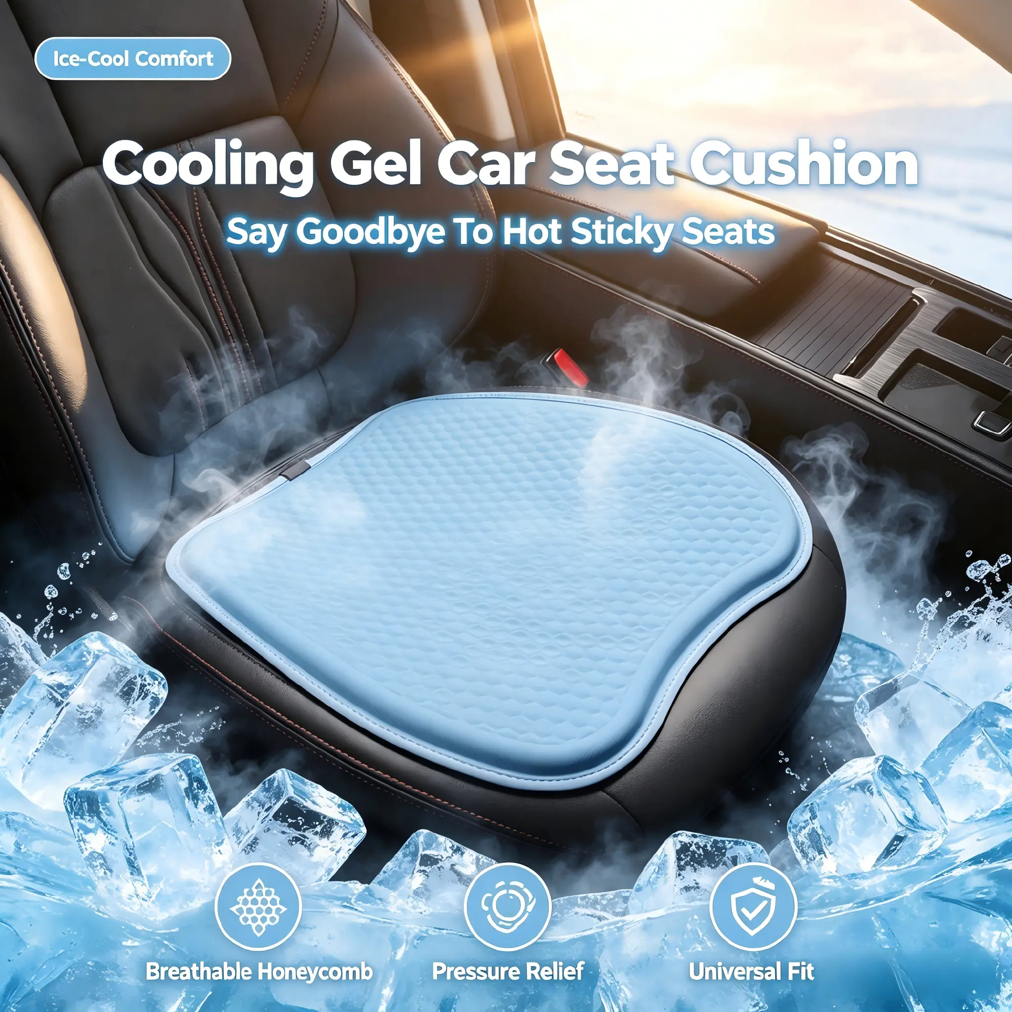 [Clearance Sale]Honeycomb Gel Car Seat Cushion - Summer Cooling Pad, 4-Season Ventilation, Dual-Use for Car and Home