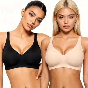 CORELOVE U-Back Wireless No Underwire Jelly Bra Everyday Comfort Push Up Seamless T-Shirt Bra with Minimizer & Adjustable Straps Soft Fit Smooth Yarn Basic Underwear Jelly wireless push-up bralette Seamless push Wireless Push-Up Seamless V-Neck Bralette