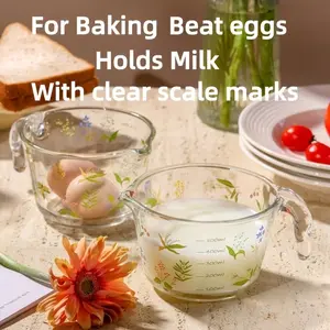 Glass Measuring Cup with Handle | Heat-Resistant Food Grade | Ideal for Baking, Mixing Eggs, Milk & Cooking