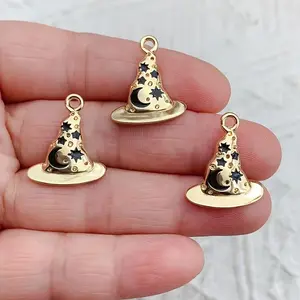 10/20pcs Enchanting Witch Hat Pendants - Alloy Enamel Charms for DIY Jewelry Making, Unique Accessories for Necklace, Bracelet, Earring,  Keychain, Fashionable Craft Supplies for Creative Designers, Gothic Witch Jewelry