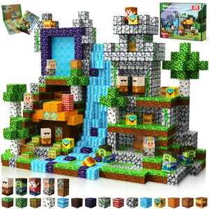 Magnetopia 200PCS Magnetic Building Blocks Set, STEM Sensory Montessori Learning Tiles, Easy-Assembly Educational Construction Kit with Zombie Pixel Art Projects, Unisex Magnetic Building Set for Toddlers Age 3+, Kids' Gift, Unisex Toy