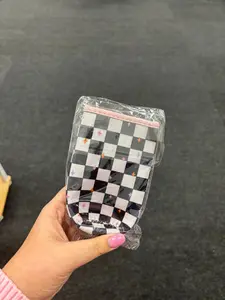 Black Checkered Skinny Can Coozie