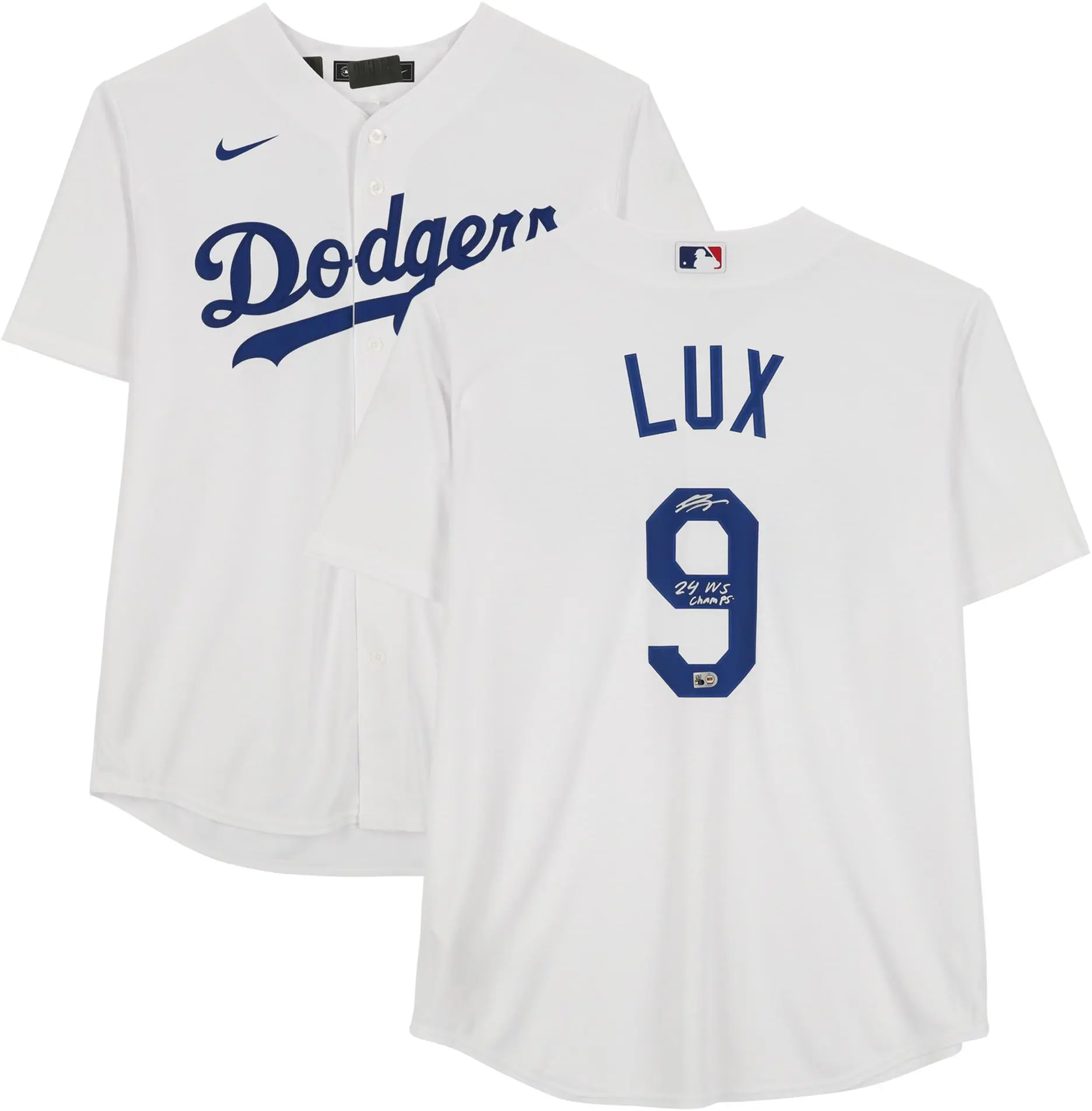 Gavin Lux Los Angeles Dodgers Signed Nike Replica Jersey w/24 WS Champs Insc