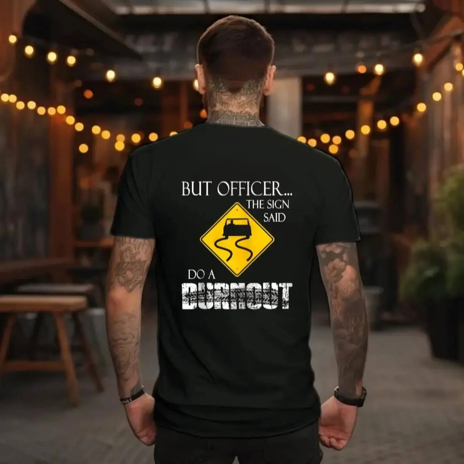 Funny "But Officer the Sign Said Do a Burnout" Pullover Hoodie, Casual Street Style Fabric Hooded Sweatshirt, Unisex Men's/Women's Tops, Ideal Gift