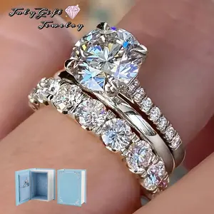 2.5CTTW Synthetic Moissanite Bridal Ring Sets For Women D Color VVS1 round Cut Engagement Wedding Promise Anniversary Ring