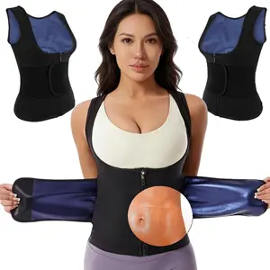 Women Neoprene Waist Trainer Vest, Zipper Adjustable Tummy Control Body Shaper, Compression Back Support Shapewear for Workout, Hourglass Figure Sculpting Tank Top