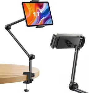 Multi-Function Tablet Stand Holder Mount, Foldable Tablet Holder For Bed, 360° Flexible&Adjustable Metal Arm Tablet/Phone Mount Clamp For Desk/Bed Fit For 4.7-11" Devices