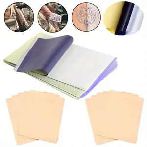 1Set Tattoo Transfer Paper & Practice Light Beige Kit, Includes 30 Sheets A4 Stencil Paper & 10pcs Double Sided Fake Silicone Light Beige for Beginners & Artists Tattooing Practice Supplies