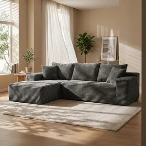 Extra Large L-shaped Sofa With Recliner, Minimalist Compressed Frame Sofa, No Assembly Required, Modular Cloud Combination Sofa, Suitable For Living Room And Bedroom, Plush Flannel, Living Room Use, Soft Cushion boneless sectional couch