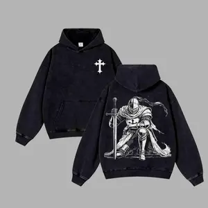 Crusader Knight - Christian Knight T-Shirt, Crusader Armor Retro Acid Unisex Washed Hoodie, T-Shirt, God Apparel Tee, Christmas Gift, Christmas Acid Washed Hoodie, T-Shirt, Easter T-Shirt, Jesus T-Shirt, Easter Streetwear, Christian Apparel Graphic Te 4I0