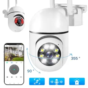 Smart Bulb Security Camera, 355° Pan & Tilt Surveillance Camera, 24/7 Recording Home Factory Warehouse Store,PIR Motion Detection,Two-Way Audio,Color Night Vision,Spotlight/Siren Alarm,Security Cam for Indoor Outdoor,IP Camera, Wifi Security Cameras