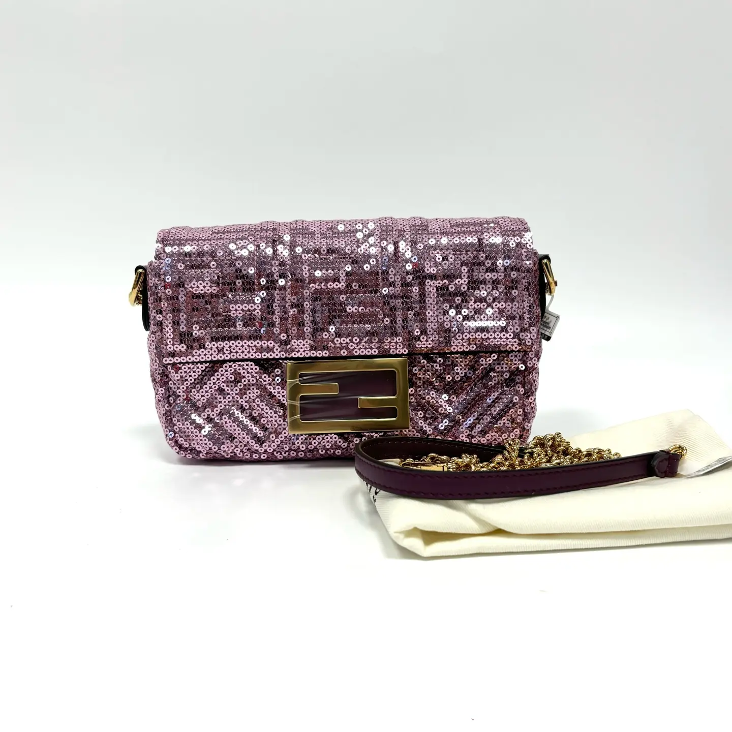 Pre-owned FENDI Baguette Bag, Full FF Sequin Embroidery, 22cm, 2020, N 22607099 | With dust bag & shoulder strap