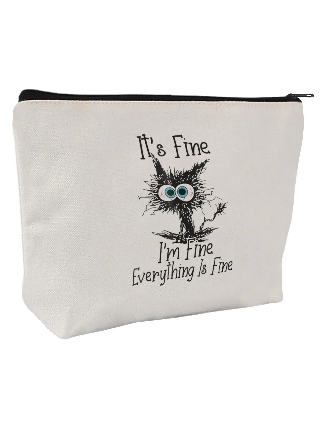 Cartoon Cat Pattern Makeup Bag, Casual Zipper Travel Toiletry Bag for Women & Girls, Funny Cat Cosmetic Bag, Best Gift Idea for Cat Lovers