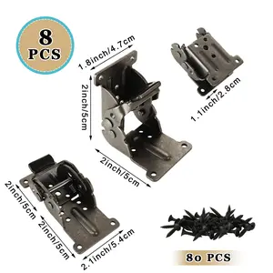 8 Pack Folding Table Legs Brackets, Heavy Duty Locking Foldable Support Hinges, 0-90-180 Degree Foldable Self Lock Hinges for Table Chair Bed Leg Feet Workbench
