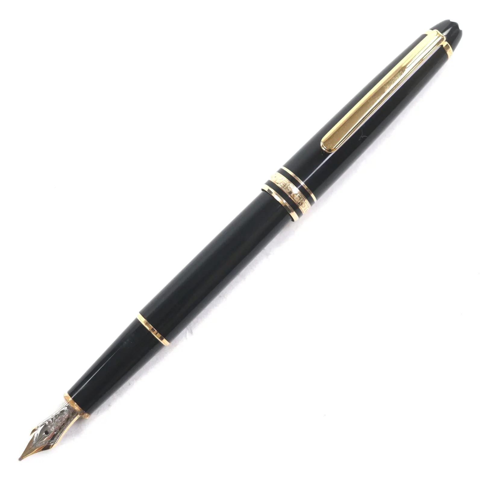 Pre-owned Montblanc 18K Yellow Gold (Au750) Small Leather Goods Meisterstück Au585 Fountain Pen