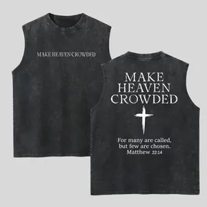Make Heaven Crowded Washed Tank Top, Gym Essential, Vintage Casual Crewneck Sleeveless Menswear Tops Classic Cotton Fabric Streetwear