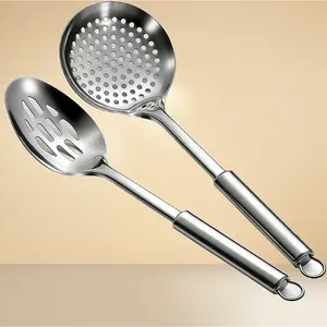 Stainless Steel Kitchen Spider Strainer Ladle Spoon 2 Pack 13 Inch for Pasta Noodle Frying Cooking Professional Slotted Skimmer Metal Utensils