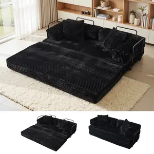 CAODOC Boneless Foldable Sofa Bed 2-in-1 Sectional Loveseat Sofa Couch Convertible Floor Sofa Bed with Pillow Back Support Armrest Comfy Foldable Sofa Bed Compressed Sofa in Box Corduroy Fabric for Living Room Bedroom,Free Combination