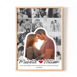 Custom Couple Photo Collage Print, Personalized Couple Gift, Anniversary or Valentine’s Day Gift