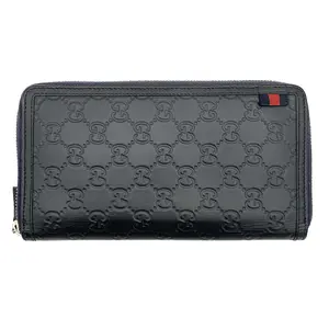Pre-owned GUCCI Leather Wallet Guccissima Calfskin Black #4185