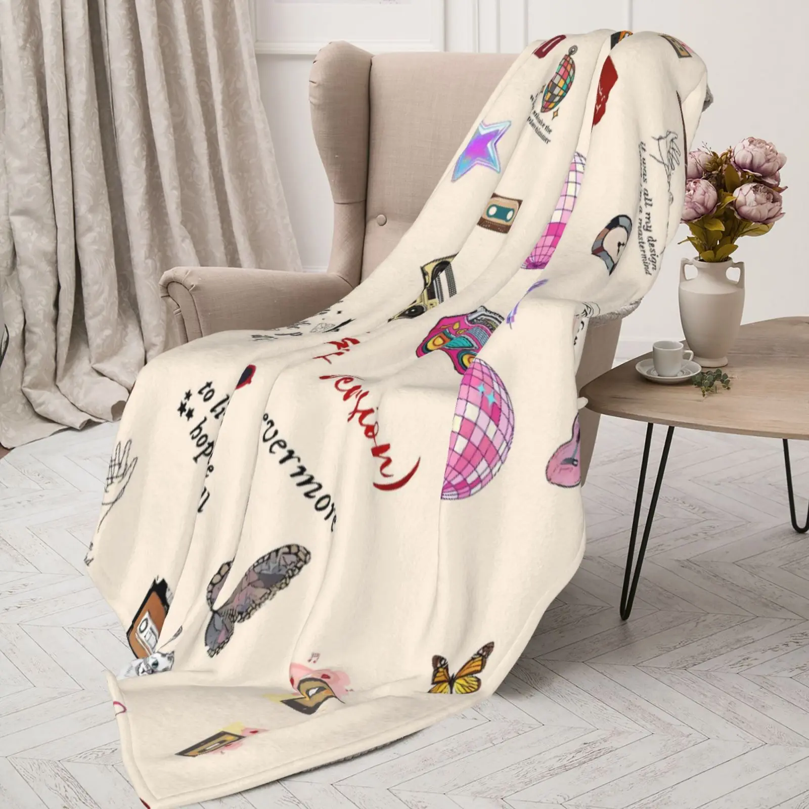 PAUSEBOLL Music Fans Throw Blanket Lightweight & Durable for Sofa or Bed, Perfect Gift for Classic Series Fans, All-Season Use, Blanket for Couch