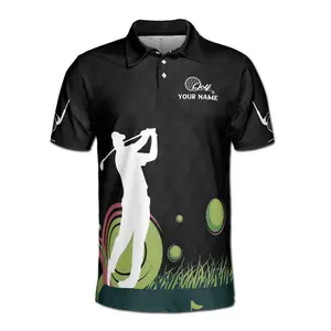 Customized Golfer Silhouette Man Playing Golf Men's Polo S-5XL