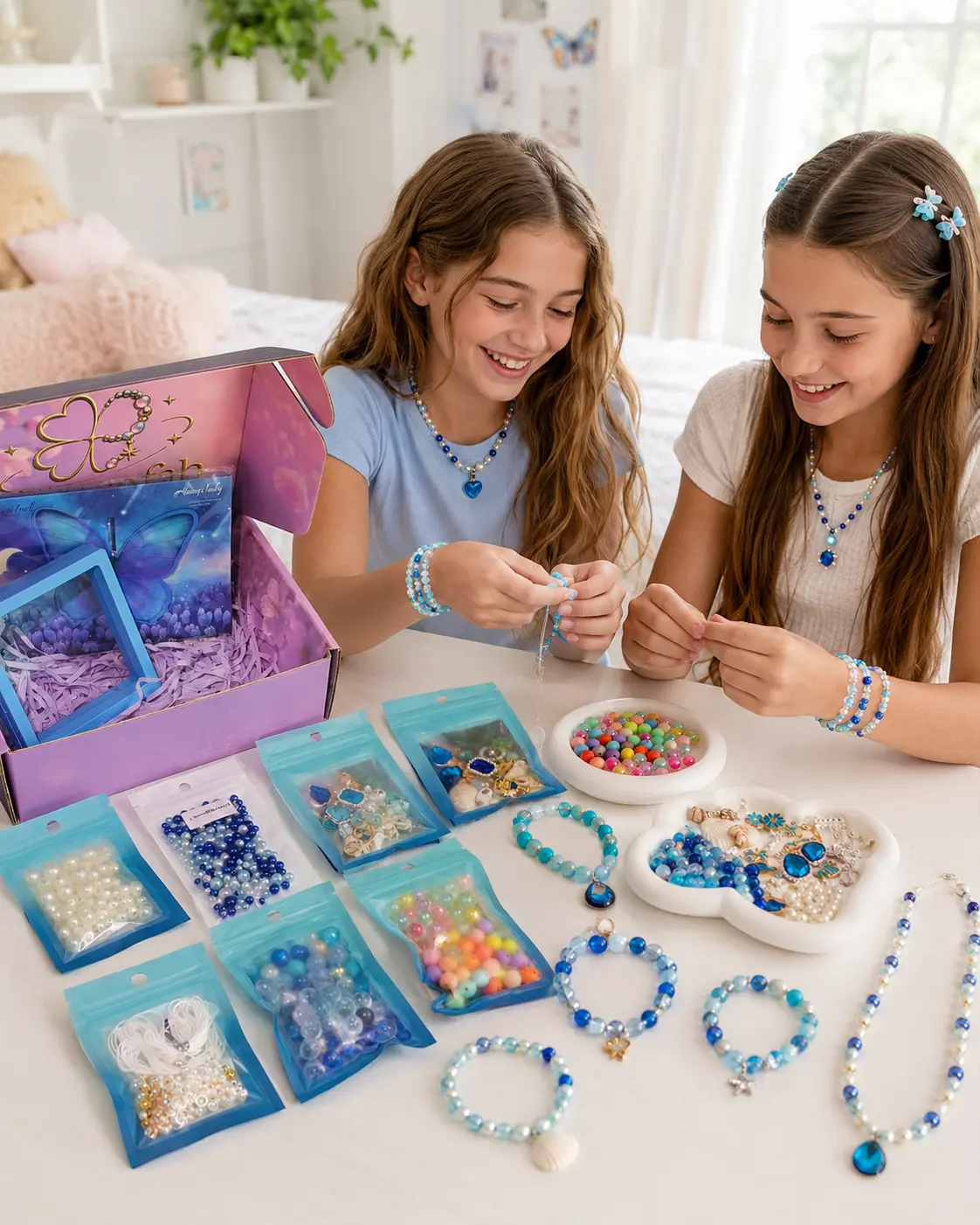 Spectrafab Mermaid Treasure DIY Beading Kit - Ocean Themed Stuff, Mixed Beads, Detailed Charms, Jewelry Making Supplies, Makes 6+ Bracelets, Mermaid Look Gift Set for Ages 12+