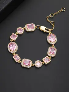 ICED CHICS 12mm pink cube sugar zircon bracelet, a fashionable and girlish bracelet that exudes grace, is the most suitable gift choice, Cubic Zirconia, Elegant Bangle