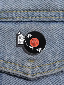 Record Design Brooch, Cute Clothes Badge, Hat Clip, Fashion Accessories for Men & Women, Enamel Pin Suitable for Backpacks, Jeans, Scarves, Hats Decoration