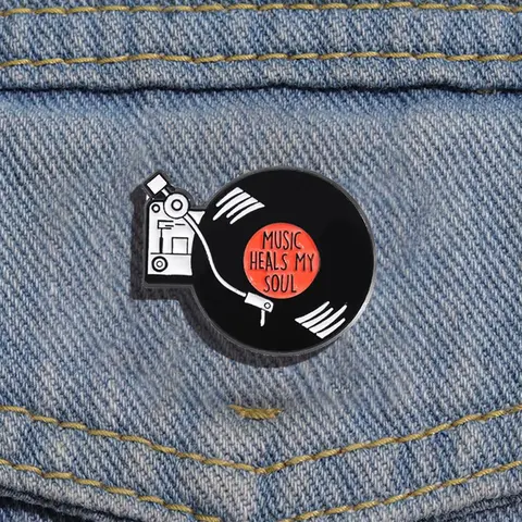 Record Design Brooch, Cute Clothes Badge, Hat Clip, Hat Pins, Fashion Accessories for Men & Women, Enamel Pin Suitable for Backpacks, Jeans, Scarves, Hats Decoration