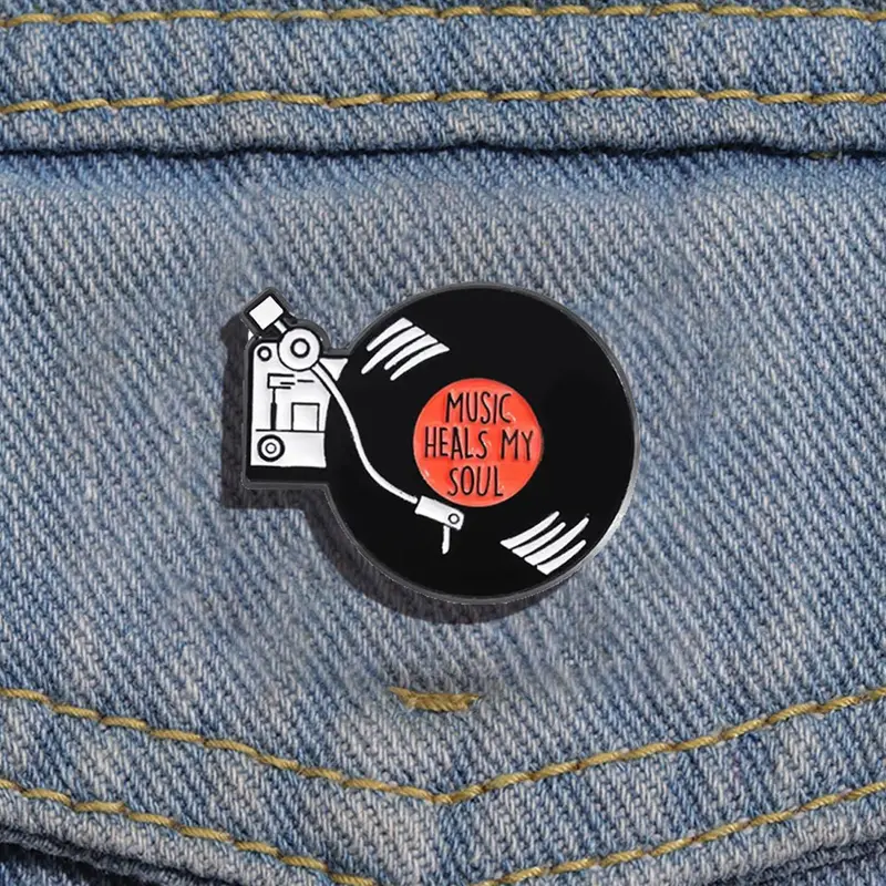 Record Design Brooch, Cute Clothes Badge, Hat Clip, Hat Pins, Fashion Accessories for Men & Women, Enamel Pin Suitable for Backpacks, Jeans, Scarves, Hats Decoration