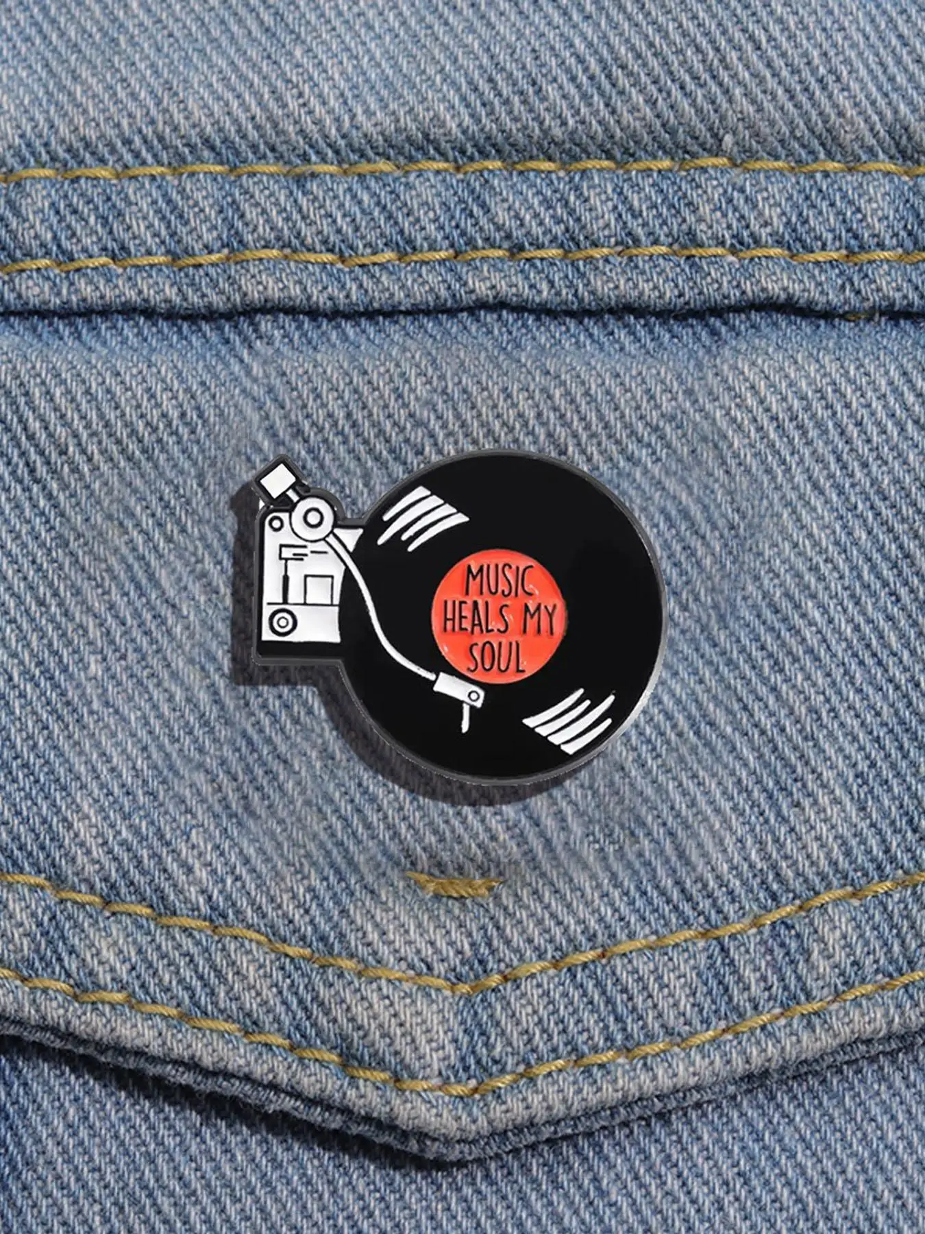 Record Design Brooch, Cute Clothes Badge, Hat Clip, Fashion Accessories for Men & Women, Enamel Pin Suitable for Backpacks, Jeans, Scarves, Hats Decor