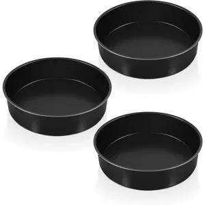 8 Inch Cake Pan Set of 3, Non-Stick Round Cake Pans Tins for Tier Smash Cakes, Baking Pans Set & Essential Bakeware, Stainless Steel Core & Leak-Proof
