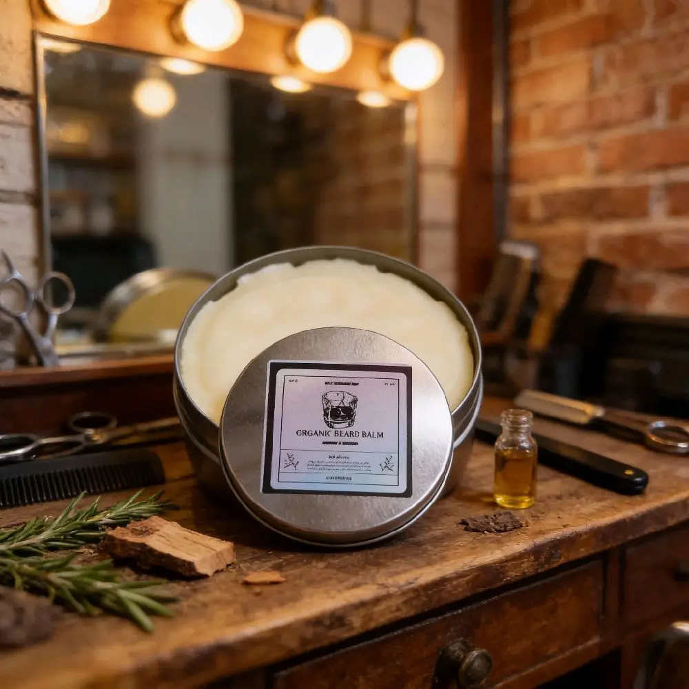 Organic Burbon and Cherries Beard Balm for Men - Natural Beard Care with Essential Oils - Softening & Nourishing Formula