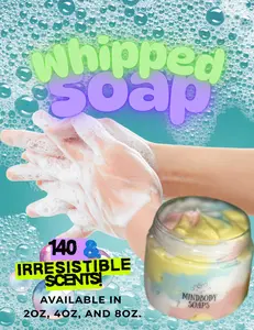 2oz Mini Sample Whipped soap with clean, skin-loving ingredients. Vegan, sulfa-free, cruelty-free. 3-in-1 Perfect as a body wash, shaving cream, and hand soap. Over 120+ Scent for every mood.
