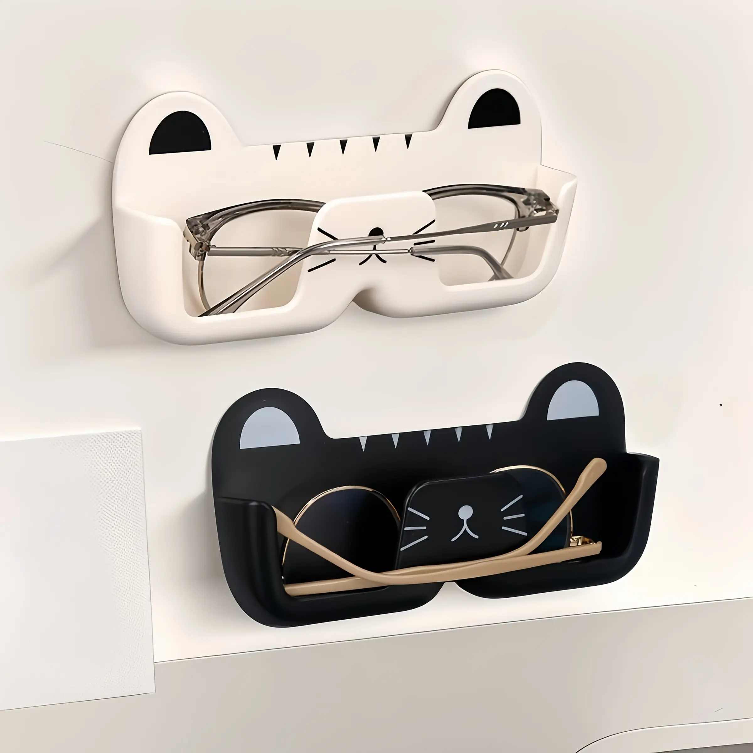 2-Piece Wall-Mounted Eyeglass Organizer, Versatile Storage for Bedroom, Bathroom, Living Room, Kitchen Cabinet, Space-Saving Design, Wall Organizer Shelf