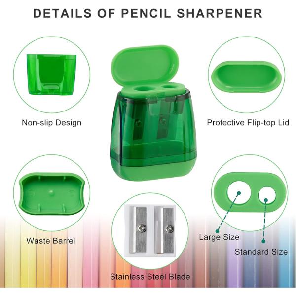 Pencil Sharpeners, 4 Pcs Dual Holes Colored Handheld Pencil Sharpener with Lid Students School Class Home Office rectangle pencil sharpener Pencil Sharpeners, 4 Pcs Dual Holes Colored Handheld Pencil Sharpener with Lid Students School Class Home Office rectangle pencil sharpener