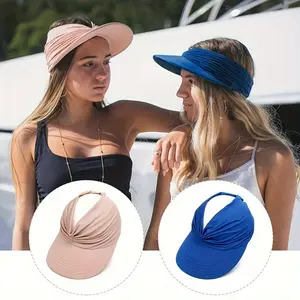 Wide Brim UV Protection Sun Visor Hats Sun Hats Summer Beach Visor Cap with Ponytail Hole for Women for Outdoors