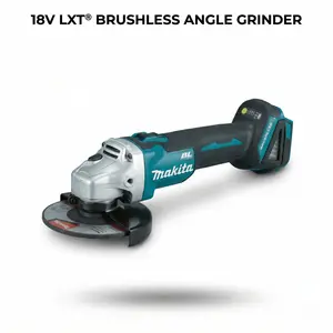 Makita DGA404 125mm brushless angle grinder, 18V cordless power tool, equipped with an 8500RPM high-speed motor, suitable for metal cutting, grinding and polishing, as well as wood, masonry and stone processing. Battery and charger included.