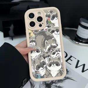 Phone Case for iPhone 16 Pro Max 15 Plus 14 13 12 11 XS XR Little Raccoon Anti-Scratch Shockproof Soft Silicone Protective Cover