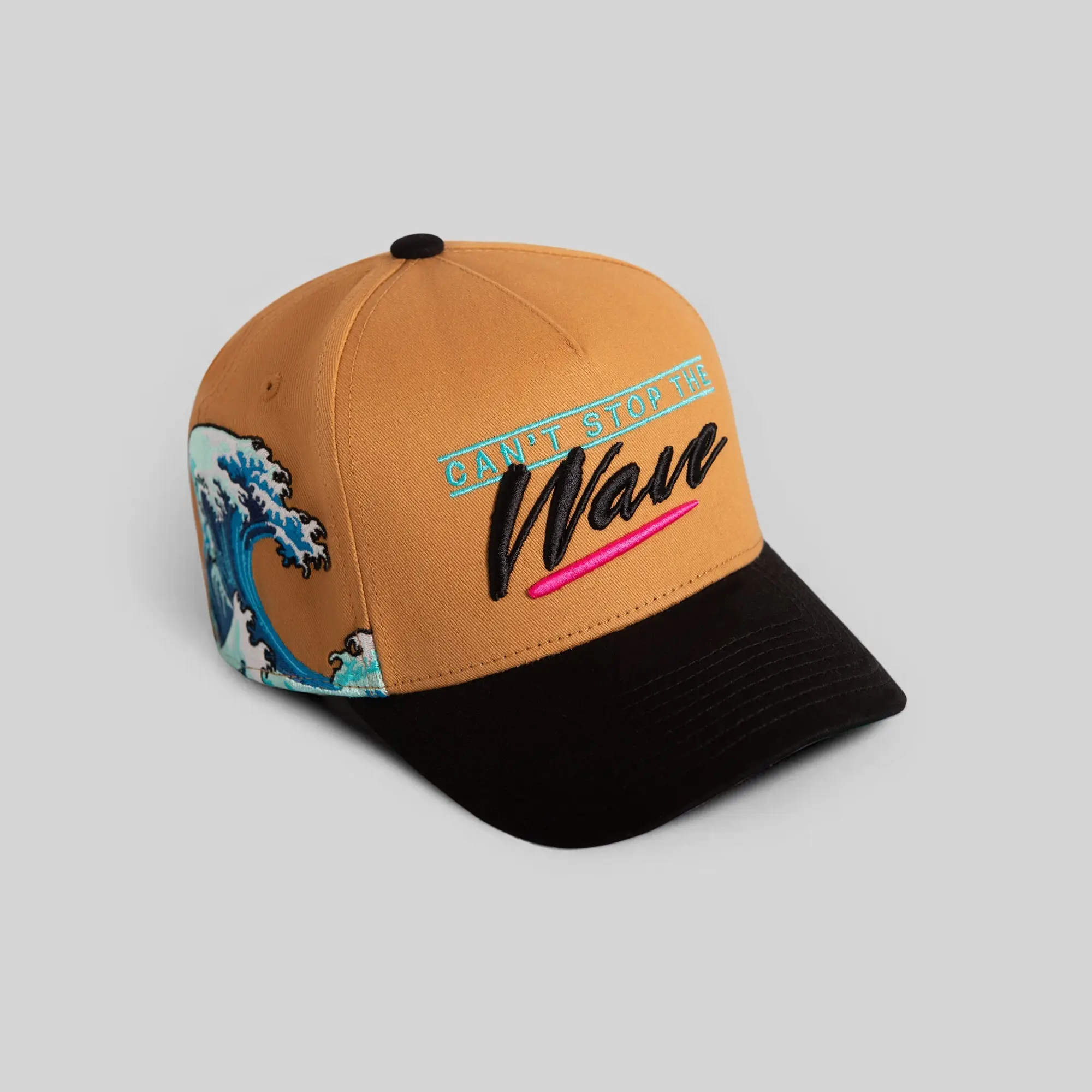 Field Grade Can't Stop the Wave Wheat Trucker Hat | trucker hat | twill | adjustable | mesh back | brown | snapback | dad hat | embroidered | unisex | casual | Trendy Hat 2026 | Streetwear Headwear | Fashion Cap | Summer Hat | Outdoor Cap | Sun Hat