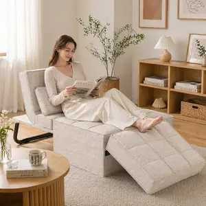 【TikTokShopfalldealsforyou】FlexiSpot Convertible Sleeper Chair Sofa Bed, 75 inches, with 5-Level Adjustable Backrest, Folding Ottoman Bed Sofa for Living Room, Apartment, Office - Grey