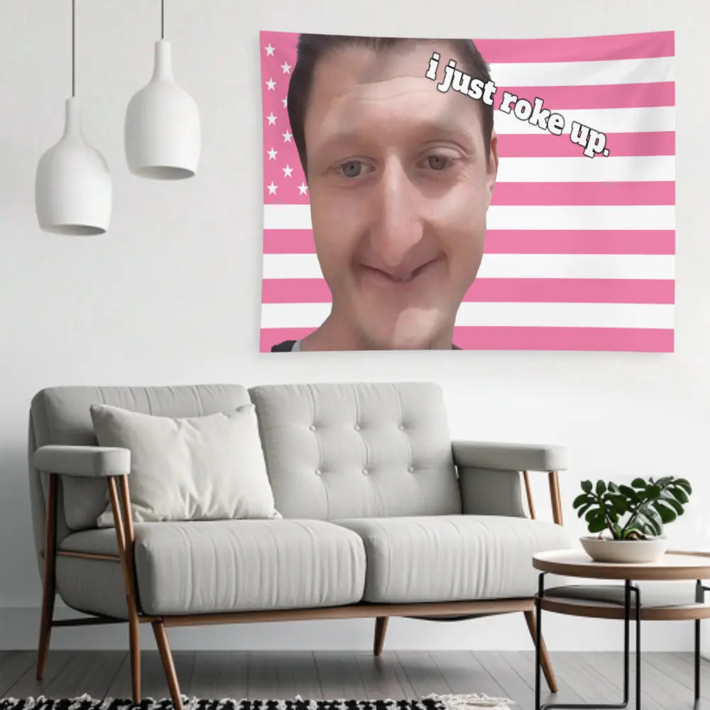 DanielLarson Rectangular Fabric Decorative Flag (40x60in/3x5Ft) - Pink US Pride Stripes, Double Stitchwork, 2 Brass Grommets, Indoor/Outdoor Wall Decor Hanging Tapestry for College Dorms (I Just Woke Up)