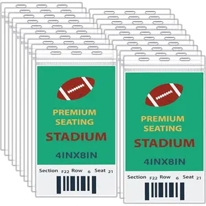 200 count 4 x 8 Inch Plastic Badge Holder Bulk Clear Vinyl ID Protector Sleeves Card Ticket Credential Badge Sleeves Vertical  Badge Holder Name Tag Holder for Sporting Events