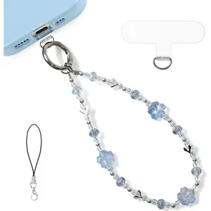 Phone Chain Charm - Beaded Phones Wrist Strap for Camera  Decor, Lanyard with Tether Tab