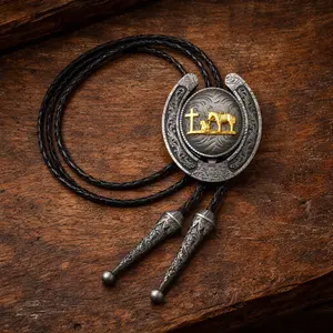 Western Bolo Tie for Men, Cowboy Horse Bolo Tie with Gold-Tone Horse Slide, Vintage Rodeo Necktie, Native Western String Tie for Country Weddings, Parties and Gifts