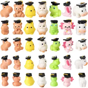 58 Pcs Graduation Mini Resin Animals Miniature Tiny Resin Figurines Animals for Crafts Fairy House Garden Potted Plants Decor Party Ireland Gifts Home Decor(Grad, Multicolor)