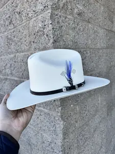 1,000X Short Crown, Brim 3" Morcon Hats Brand (Blue Diamond Feather)