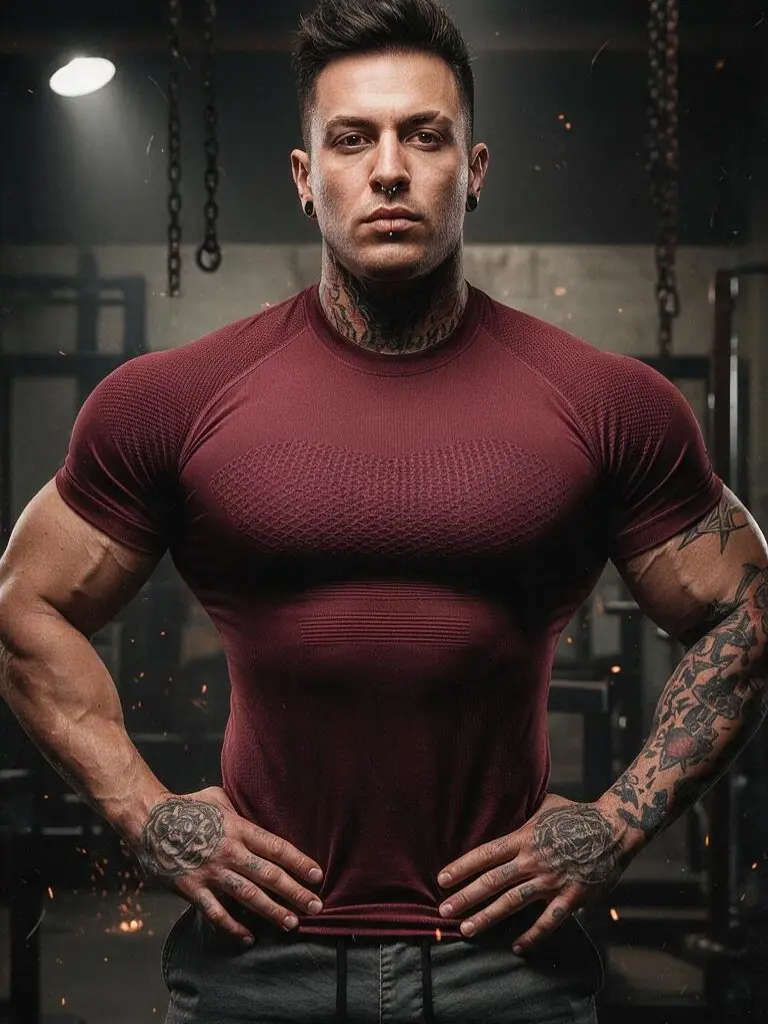 Men's Compression Shirt Seamless Short Sleeve Athletic T-Shirt High Elastic Moisture Wicking Quick Dry Fitted Muscle-Hugging Workout Gym Running Tee Tshirt