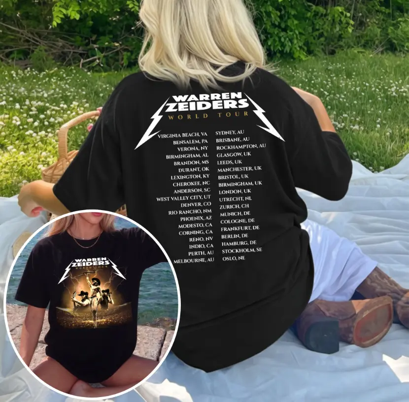 Warren Zeiders Country Music World Tour, Vintage 2 Sides Music Tour T-shirt, 100% Cotton, Loose Fit